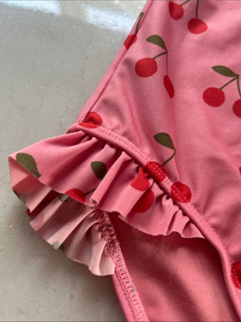 H&M Pink One-Piece Swimsuit with Red Cherry Print
